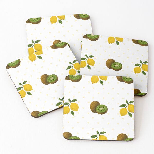 Item preview, kiwi and lemons on a background of hearts designed and sold by La-Bogi.