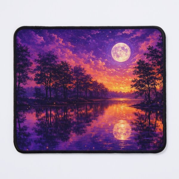 Item preview, Purple Gold Full Moon Lake Art Print designed and sold by Joey Santiago.