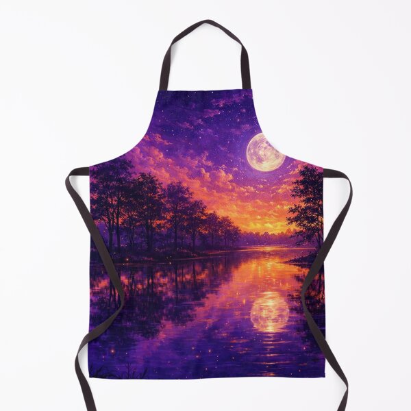 Item preview, Purple Gold Full Moon Lake Art Print designed and sold by Joey Santiago.