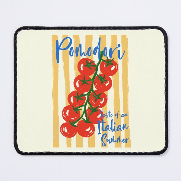 Item preview, Pomodori – Taste of an Italian Summer | Tomatoes on Yellow Striped Design designed and sold by EmeraldeaArt.