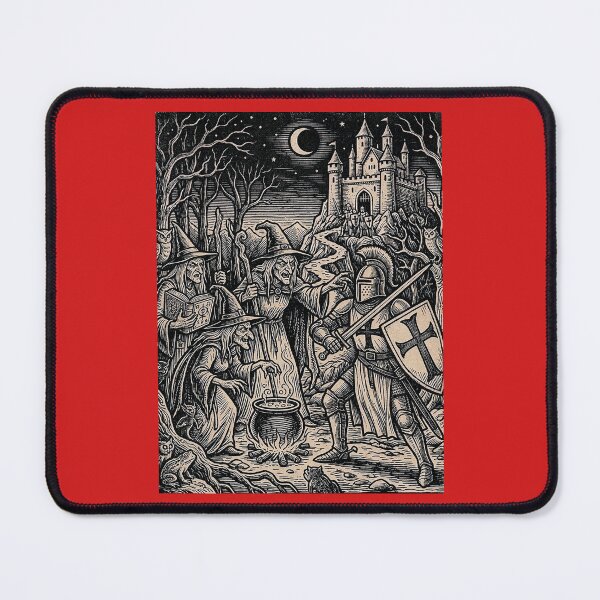 Item preview, The Knight and the Witches - Occult Woodcut Style designed and sold by Marginalia Workshop.
