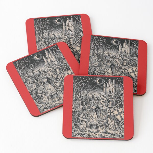 Item preview, The Knight and the Witches - Occult Woodcut Style designed and sold by Marginalia Workshop.
