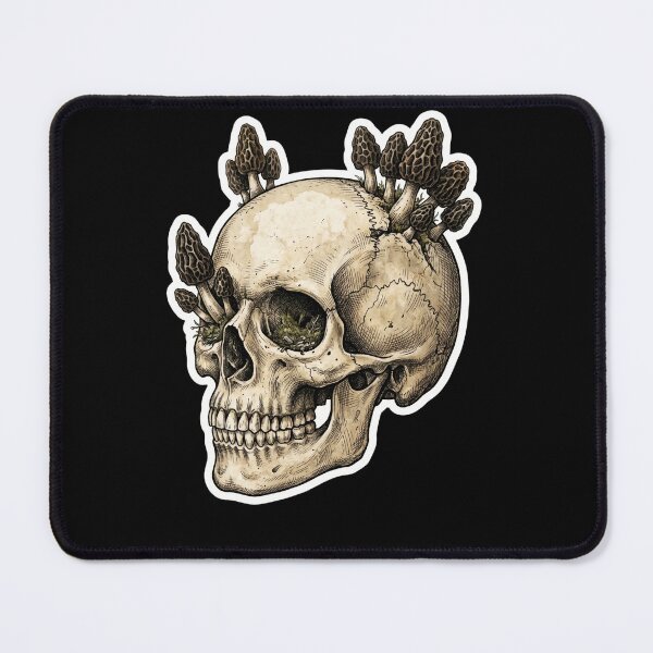 Item preview, Vintage Morel Mushroom Skull - Dark Academia Anatomy Art designed and sold by ObscureBotany.