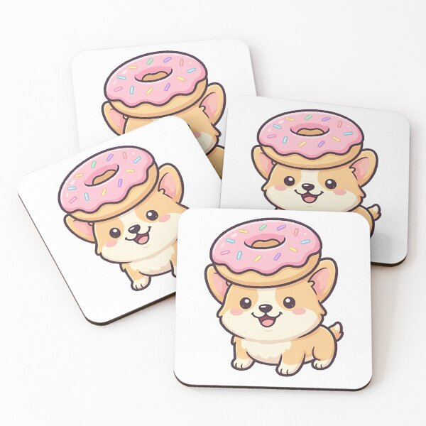 Item preview, Cute Kawaii Pink Donut Corgi Dog Sticker designed and sold by YALLABUY.