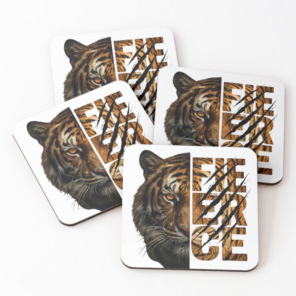 Item preview, FIERCE Tiger Half Face Claw Mark Wildlife Typography designed and sold by Presshue.