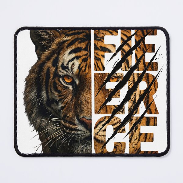 Item preview, FIERCE Tiger Half Face Claw Mark Wildlife Typography designed and sold by Presshue.
