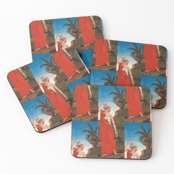 Item preview, Spring Woman in Red Robe With Flowers designed and sold by artofuniverse.