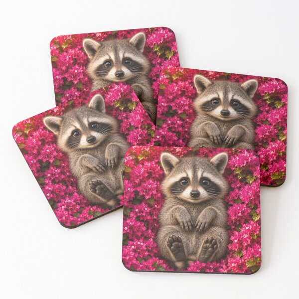 Item preview, Adorable Baby Raccoon in Bougainvillea designed and sold by Rohan132.