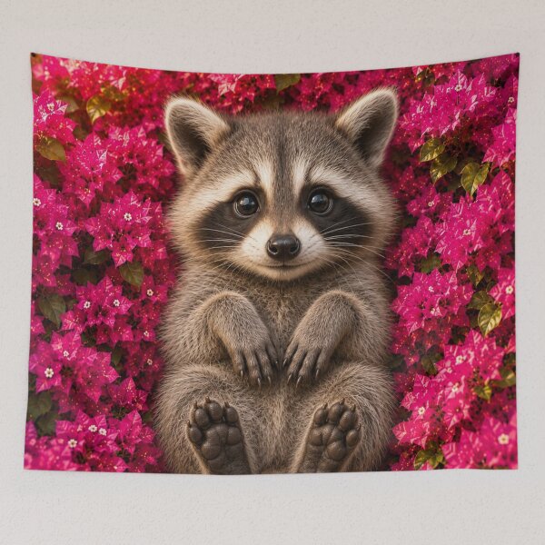Item preview, Adorable Baby Raccoon in Bougainvillea designed and sold by Rohan132.