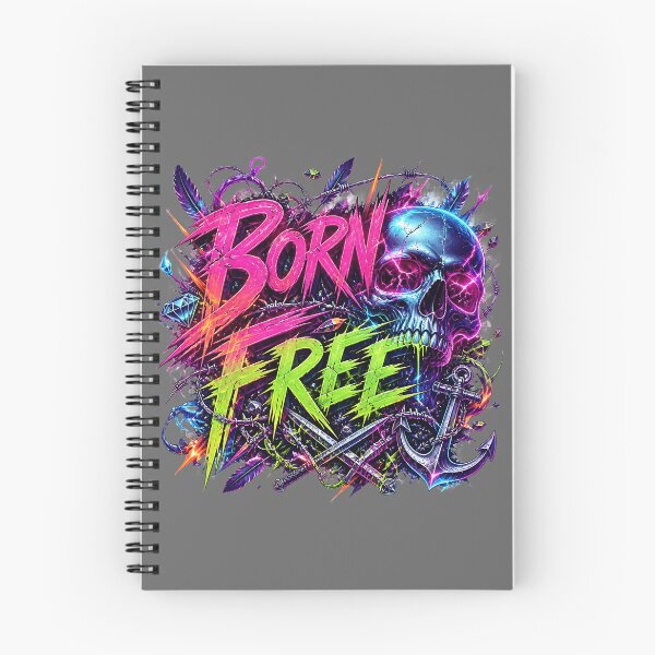 Item preview, Born Free Cyberpunk Neon Graffiti Skull Streetwear T-Shirt designed and sold by weeomano.