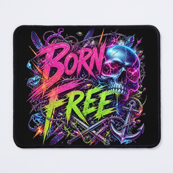 Item preview, Born Free Cyberpunk Neon Graffiti Skull Streetwear T-Shirt designed and sold by weeomano.