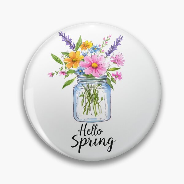 Item preview, Hello Spring Wildflower Mason Jar | Cottagecore Floral Bouquet Watercolor Design designed and sold by InnerFaith.