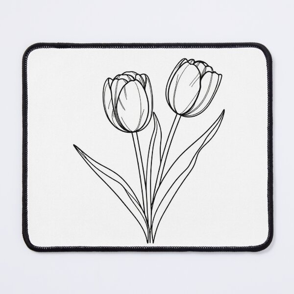 Item preview, LOVE MODE artwork LINE ART type minimalist tulips in black and white designed and sold by wallartofmio.