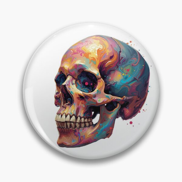 Item preview, A bold and vibrant Psychedelic Skull Art Gift Illustration featuring swirling neon colours and a modern abstract style. designed and sold by StylePrynt.