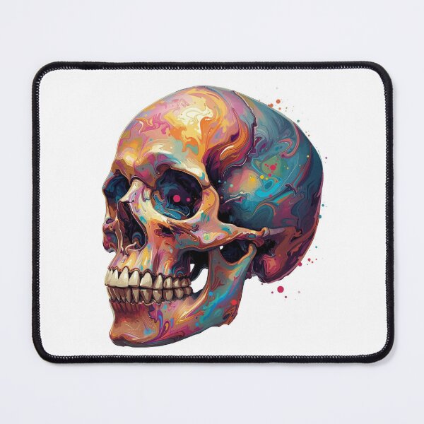 Item preview, A bold and vibrant Psychedelic Skull Art Gift Illustration featuring swirling neon colours and a modern abstract style. designed and sold by StylePrynt.