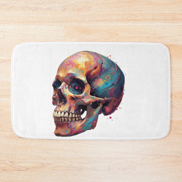 Item preview, A bold and vibrant Psychedelic Skull Art Gift Illustration featuring swirling neon colours and a modern abstract style. designed and sold by StylePrynt.