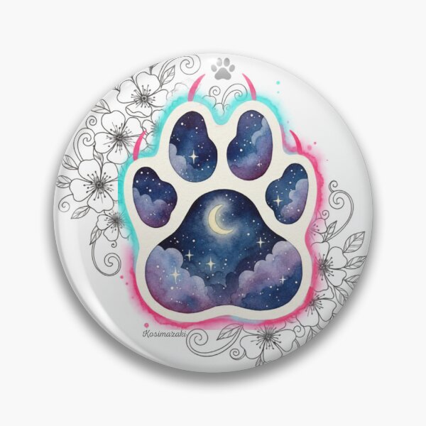 Item preview, Moonlit Paw — Watercolor Night Sky Cat & Dog Paw Print with Flowers designed and sold by kosimazaki.