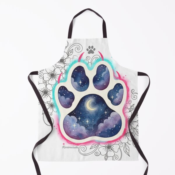 Item preview, Moonlit Paw — Watercolor Night Sky Cat & Dog Paw Print with Flowers designed and sold by kosimazaki.
