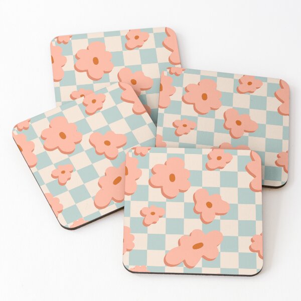 Item preview, Nordic Peach Flower Checkerboard Pattern designed and sold by imaniko.