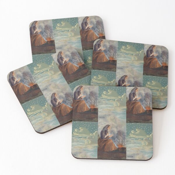 Item preview, Woman Warming Hands by Winter Fire at Night designed and sold by artofuniverse.