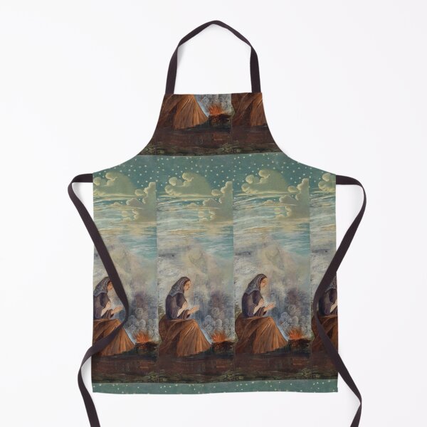 Item preview, Woman Warming Hands by Winter Fire at Night designed and sold by artofuniverse.