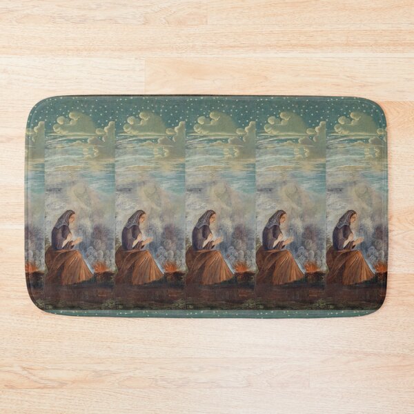 Item preview, Woman Warming Hands by Winter Fire at Night designed and sold by artofuniverse.