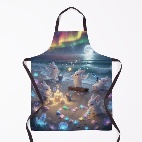 Item preview, Cute Angel Bunnies on Magical Aurora Beach – Northern Lights Whimsical Fantasy Art designed and sold by lovelistivkaa.