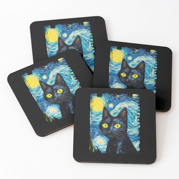 Item preview, Funny Black Cat Starry Night Illustration Mom Dad Kids designed and sold by rafaeltto.