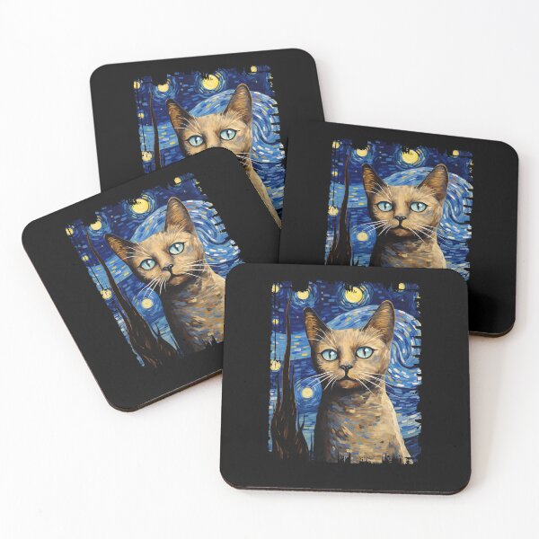 Item preview, Funny Burmese Cat Starry Night Illustration Mom Dad Kids designed and sold by rafaeltto.