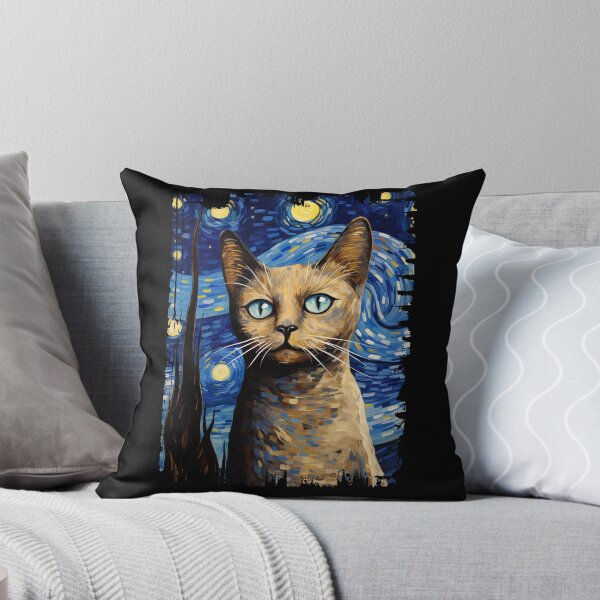 Item preview, Funny Burmese Cat Starry Night Illustration Mom Dad Kids designed and sold by rafaeltto.