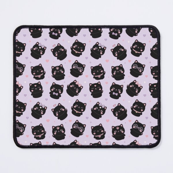 Item preview, Cute Kawaii Black Cats Seamless Pattern - Adorable Cartoon Kitty Design on Purple Background designed and sold by Pioneer Spirit Market.