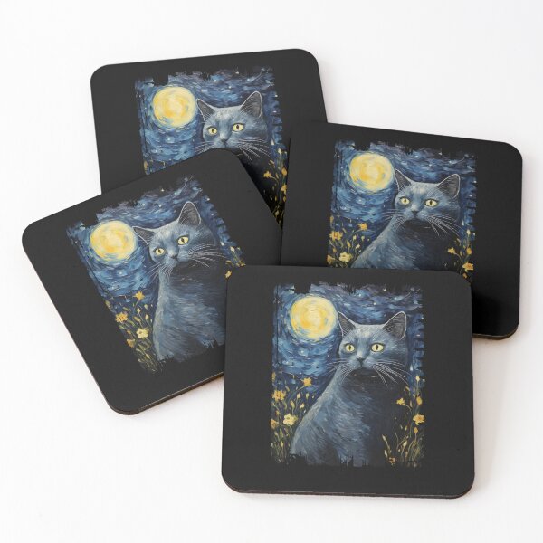 Item preview, Funny Chartreux Cat Starry Night Illustration Mom Dad Kids designed and sold by rafaeltto.