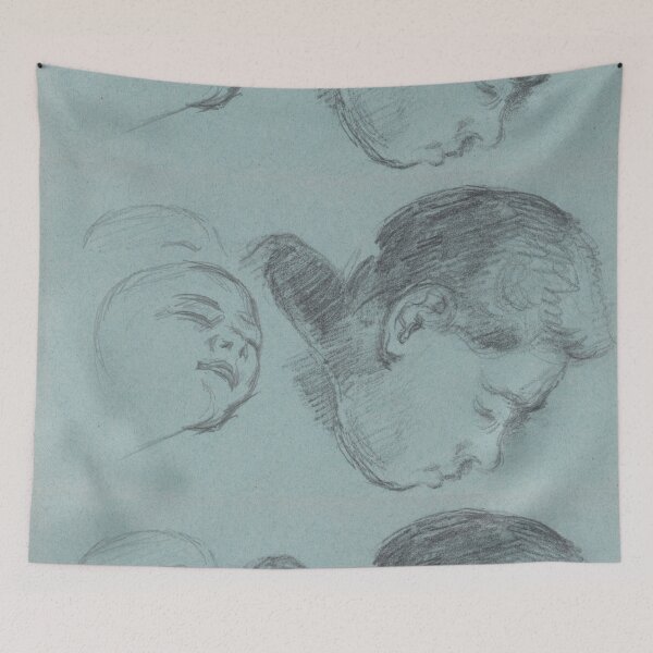 Item preview, Two Studies of Heads in Pencil designed and sold by artofuniverse.
