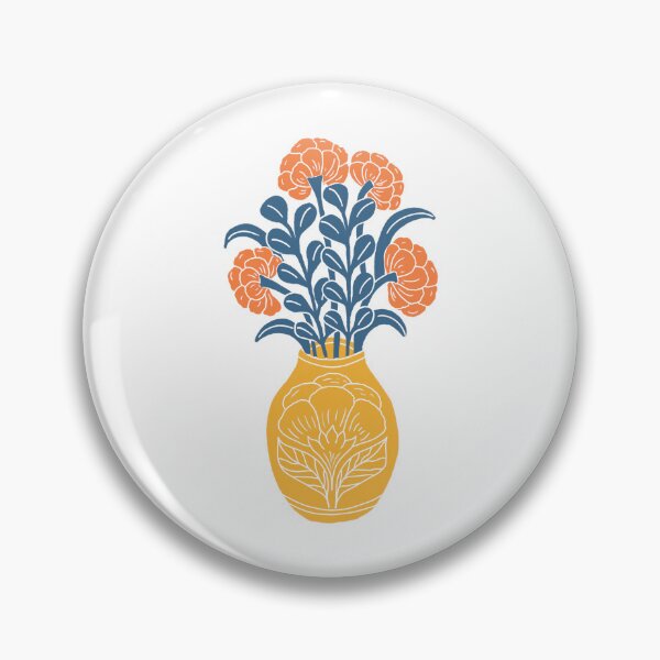 Item preview, Vintage Floral Bouquet in Decorative Vase Folk Art designed and sold by DColourMuse.