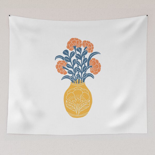 Item preview, Vintage Floral Bouquet in Decorative Vase Folk Art designed and sold by DColourMuse.