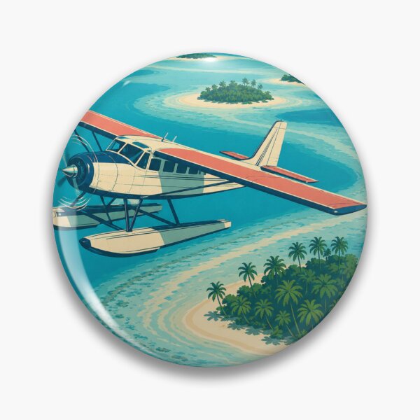 Item preview, Vintage Seaplane Over Tropical Lagoon designed and sold by MaldivesPalette.