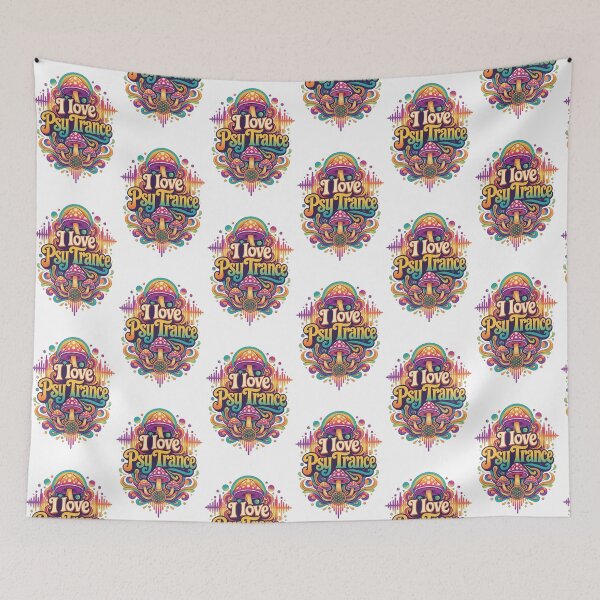 Item preview, I Love Psy Trance Psychedelic Mushrooms designed and sold by  ZenRave Designs.