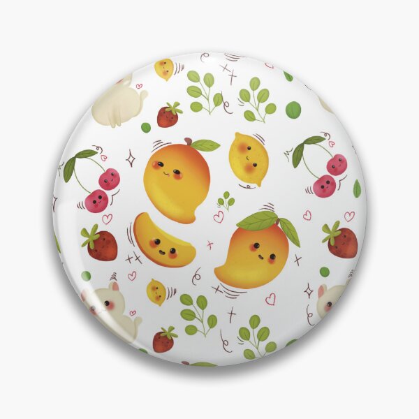 Item preview, Kawaii Kitty and Sweet Summer Fruit Pattern designed and sold by StoriesInGrain.