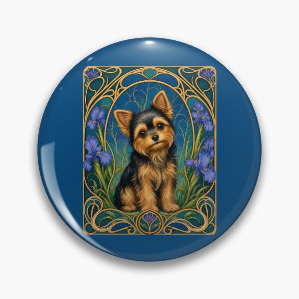 Item preview, Cute Yorkie or Chorkie Puppy Art Nouveau Floral designed and sold by AntiqueImages.