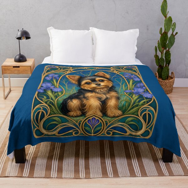 Item preview, Cute Yorkie or Chorkie Puppy Art Nouveau Floral designed and sold by AntiqueImages.