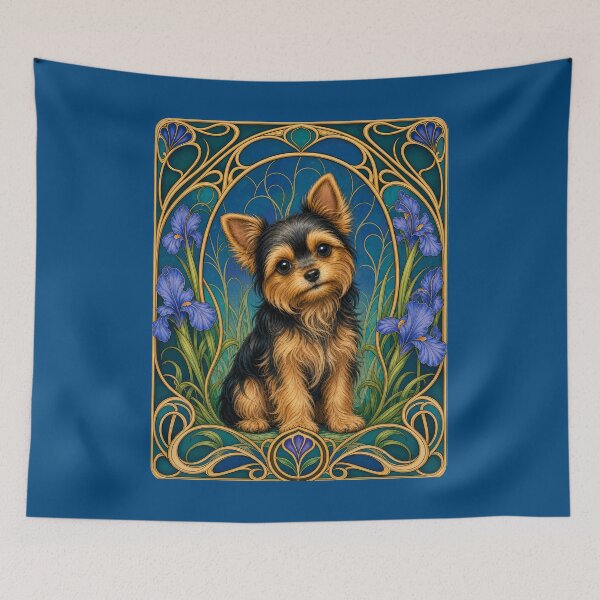 Item preview, Cute Yorkie or Chorkie Puppy Art Nouveau Floral designed and sold by AntiqueImages.