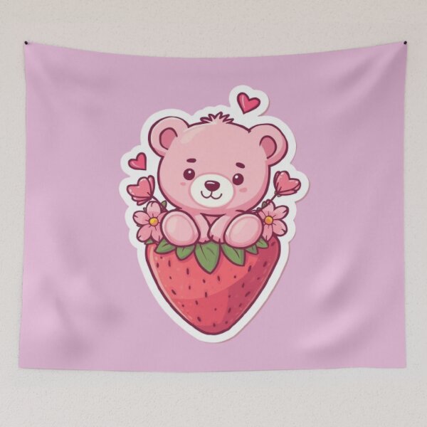 Item preview, Strawberry Bear Kawaii Sticker designed and sold by Stylestickers55.