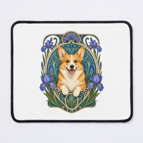 Item preview, Happy Corgi Art Nouveau Floral designed and sold by AntiqueImages.