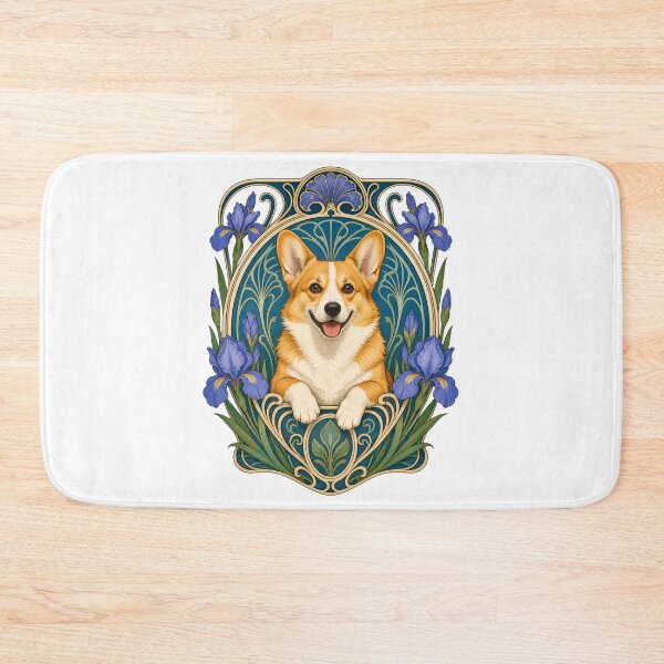 Item preview, Happy Corgi Art Nouveau Floral designed and sold by AntiqueImages.