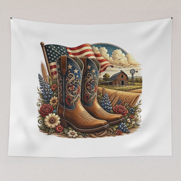 Item preview, Patriotic Cowboy Boots and American Flag designed and sold by PetalGarden.