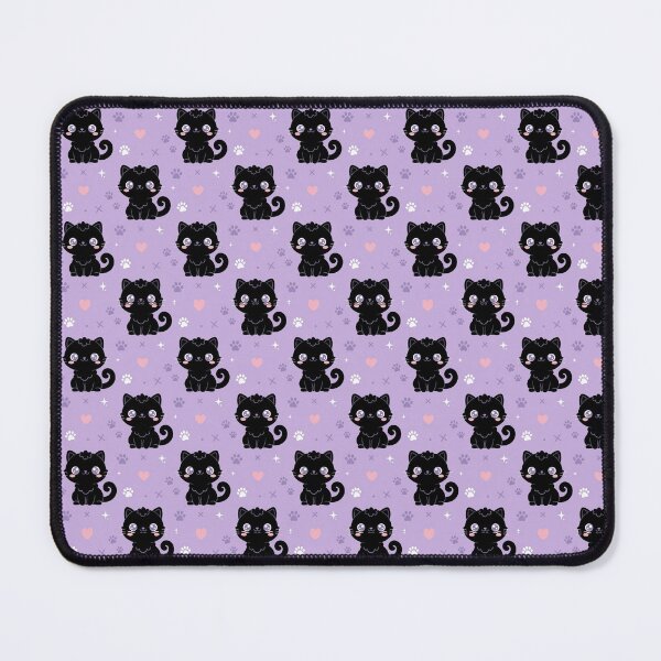 Item preview, Cute Kawaii Black Cats Seamless Pattern - Adorable Fluffy Kitty Design on Purple Background designed and sold by Pioneer Spirit Market.