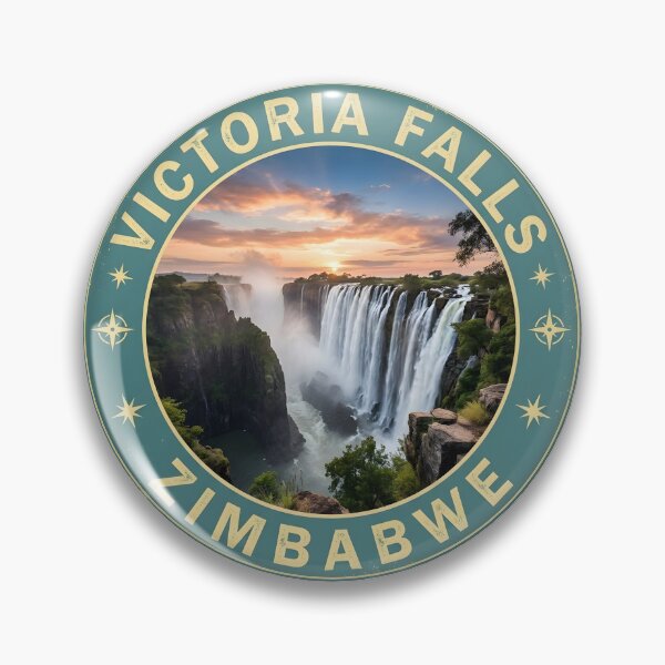 Item preview, Zambezi Victoria Falls – Iconic Zimbabwe Nature Badge designed and sold by KivaroArt.