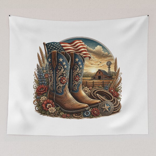 Item preview, Patriotic Cowboy Boots and American Flag designed and sold by PetalGarden.