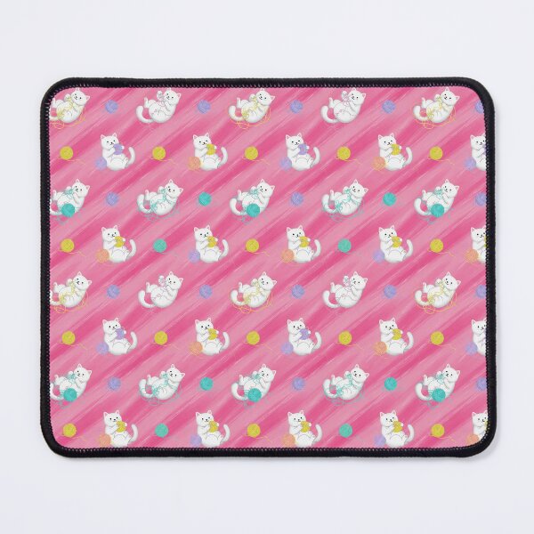 Item preview, Playful White Cats with Yarn Seamless Pattern - Cute Knitting Kitty Design on Pink Background designed and sold by Pioneer Spirit Market.