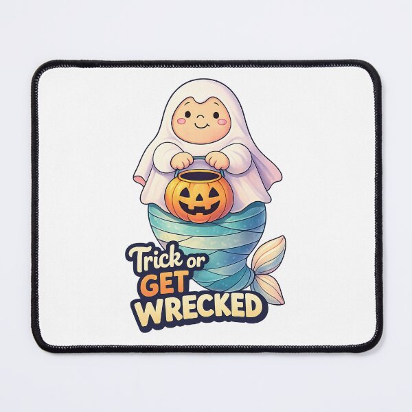 Item preview, Trick or Get Wrecked Shirt – Cute Ghost Mermaid Art designed and sold by SoftSproutstu.